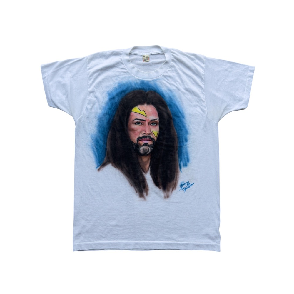 Vtg 80s Airbrush Jesus Glamrock T-Shirt Men's XL (Fits L) Single Stitch USA